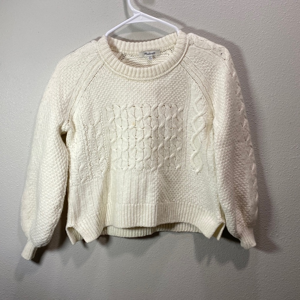 Madewell cable knit sweater white‎